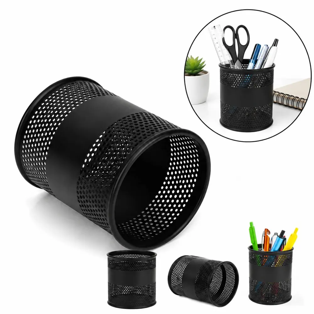 Double-Rimmed Mesh Pencil Holder for Desk Storage 2