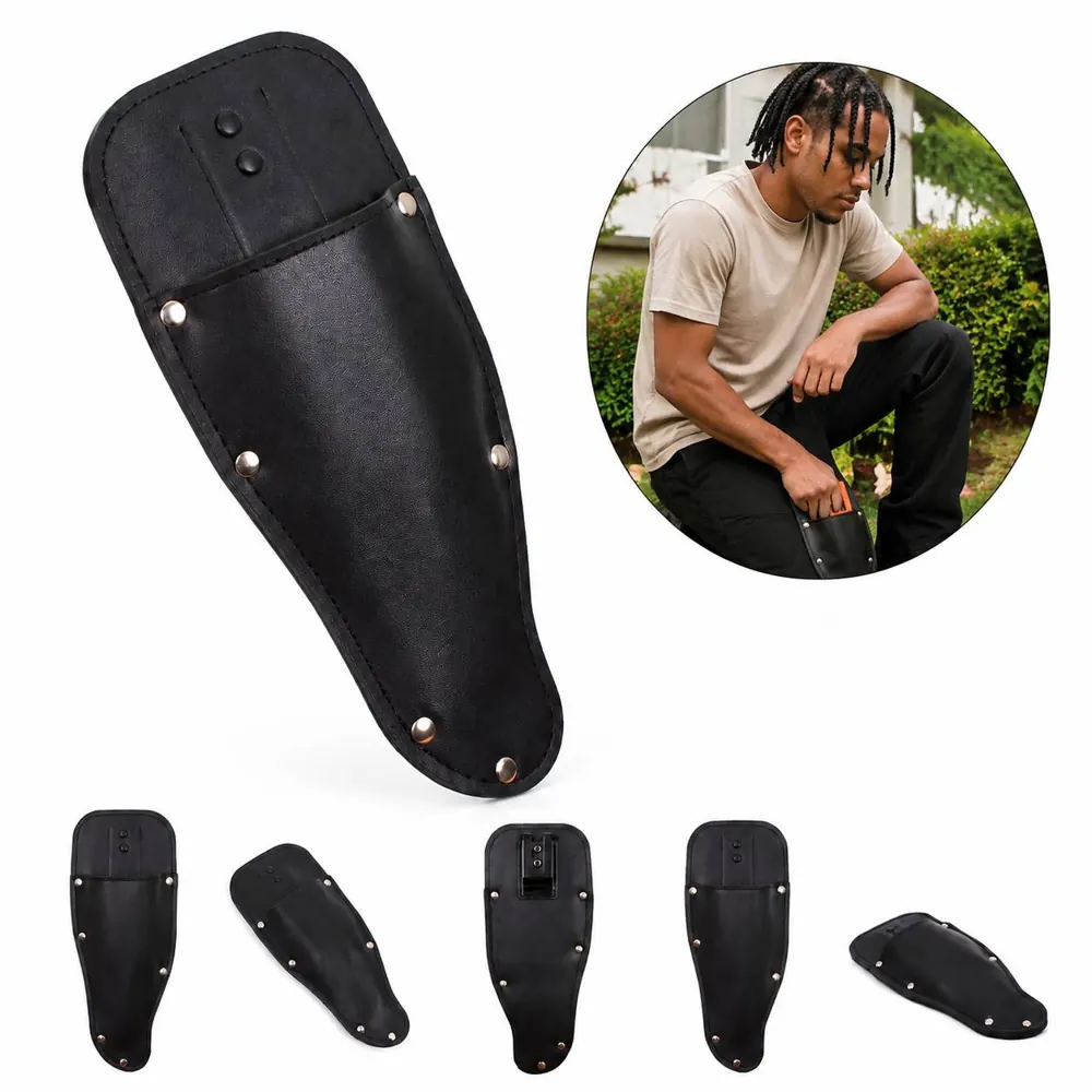 Leather Gardening Tool Sheath with Belt Loop for Pruners 2
