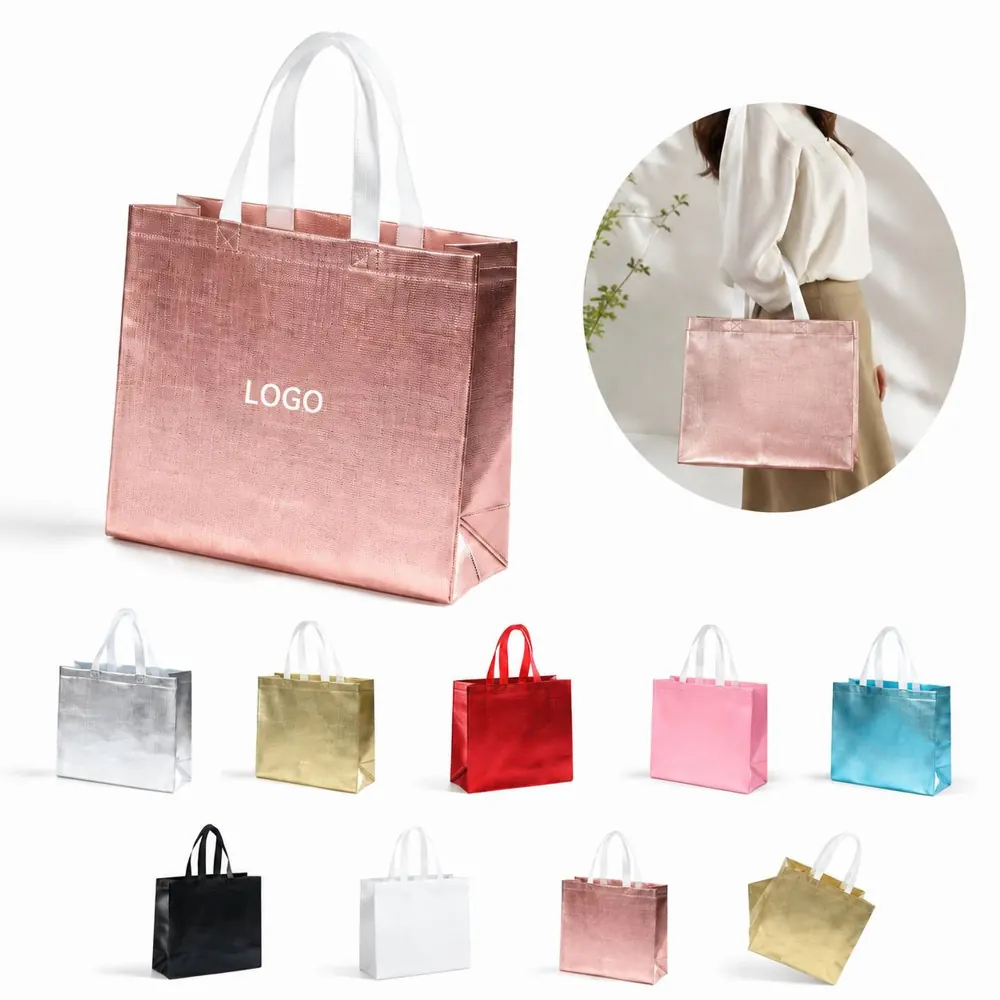 Iridescent Laser-Laminated Non-Woven Gift Bag with Handles