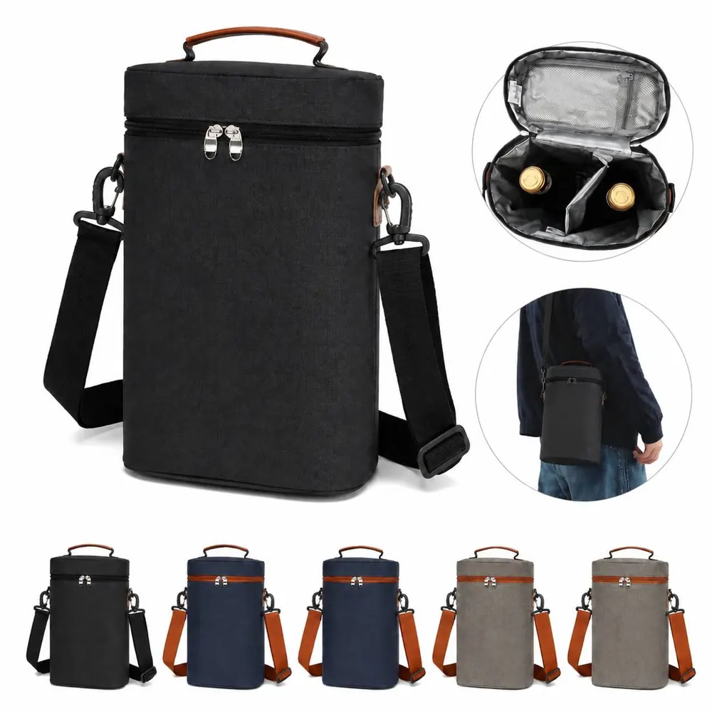 Waterproof Insulated 2-Bottle Wine Cooler Bag Crossbody 2