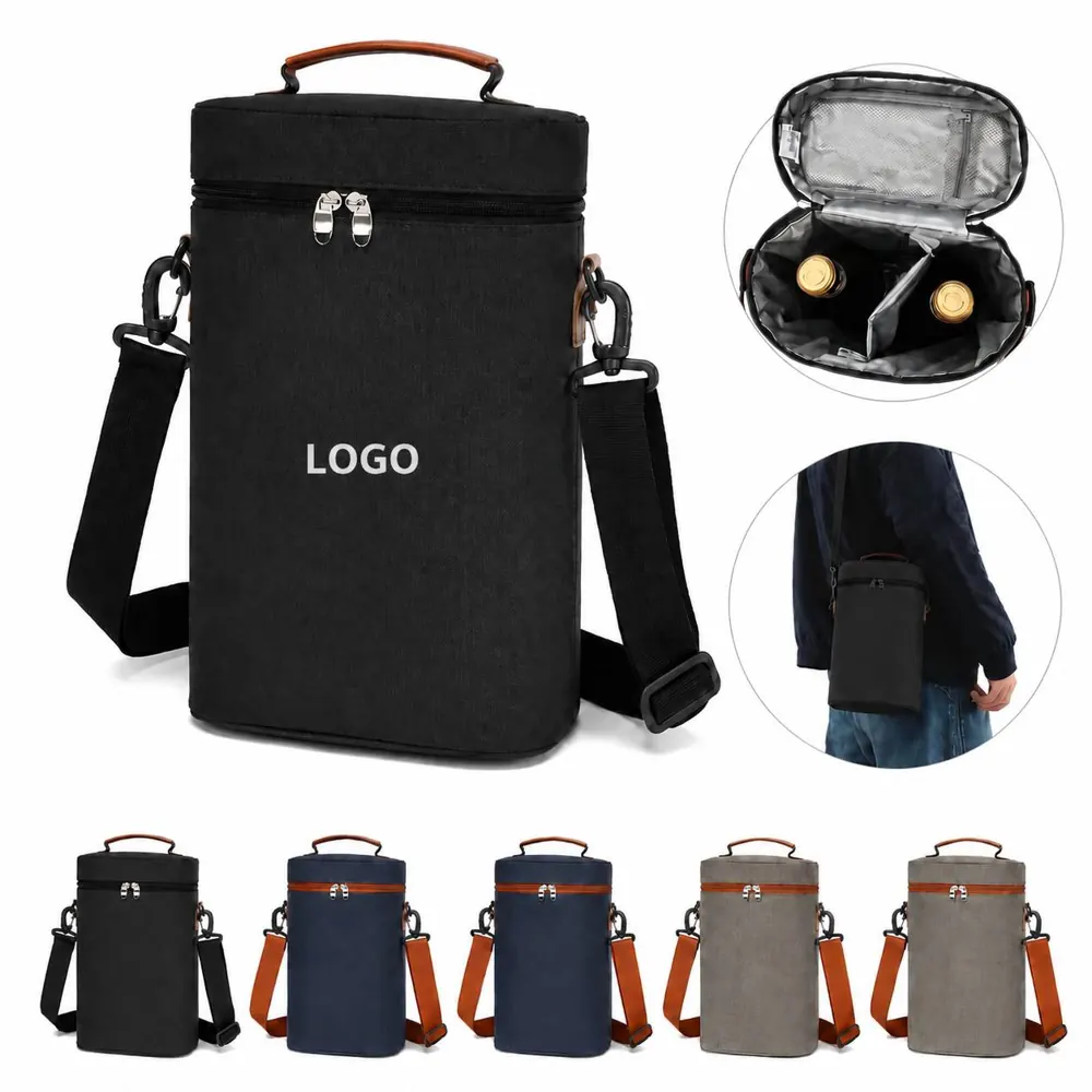 Waterproof Insulated 2-Bottle Wine Cooler Bag Crossbody