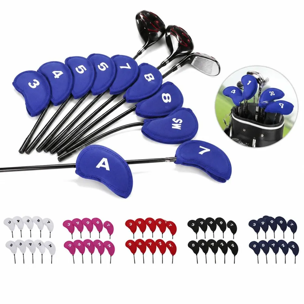 10 Pack Zippered Neoprene Golf Iron Head Covers Set 2