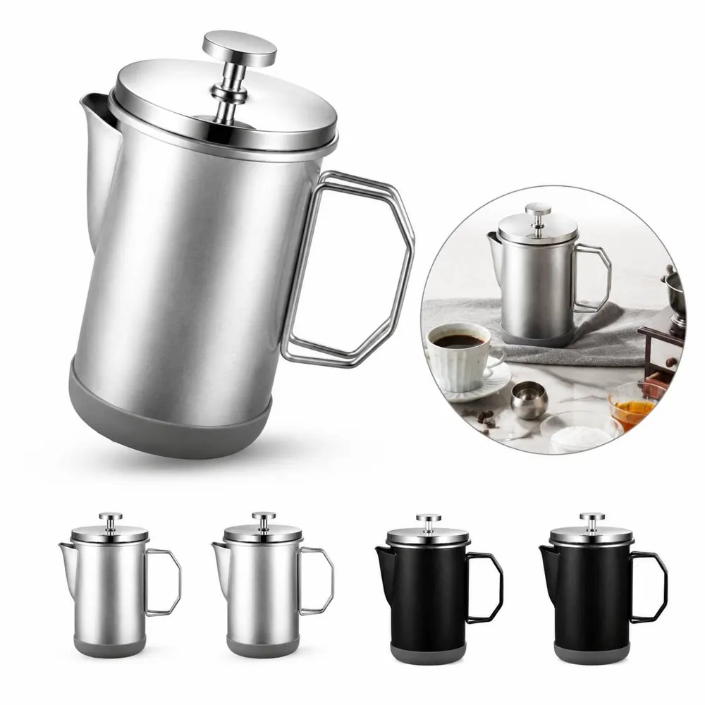 304 Stainless Steel French Press Coffee Maker 34oz Double 2