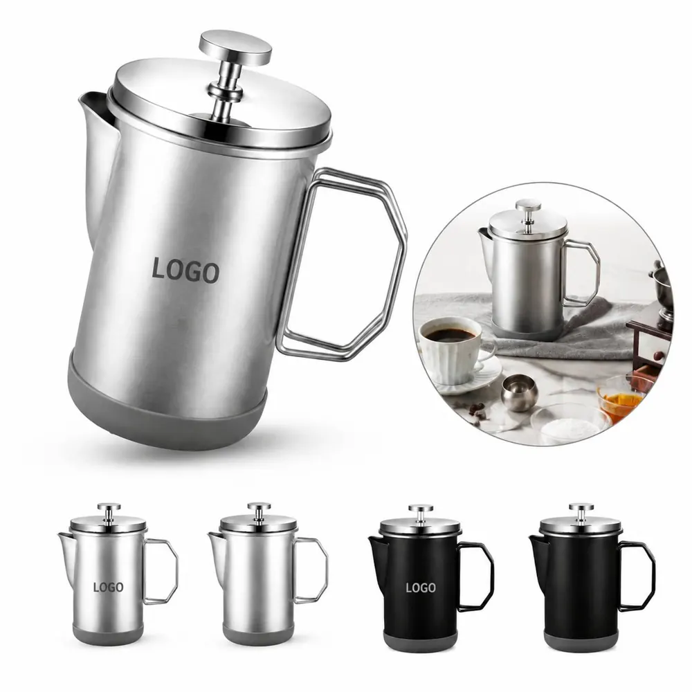 304 Stainless Steel French Press Coffee Maker 34oz Double