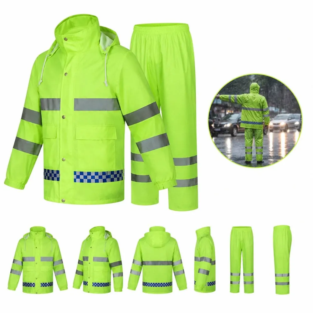 Reflective Waterproof Rain Suit with Jacket and Pants 2