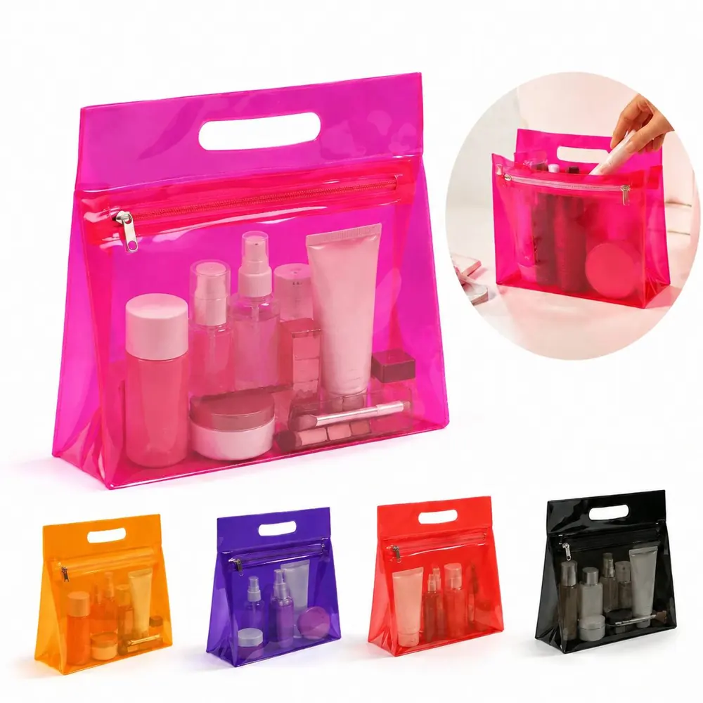 Clear PVC Zipper Cosmetic Bag for Travel Toiletries Storage 2