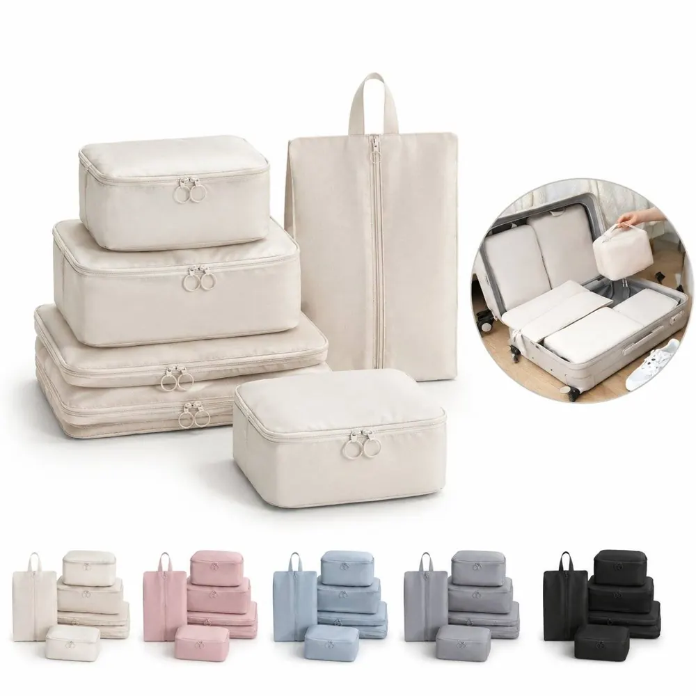 6-Piece Waterproof Compression Luggage Organizer Pouches 2