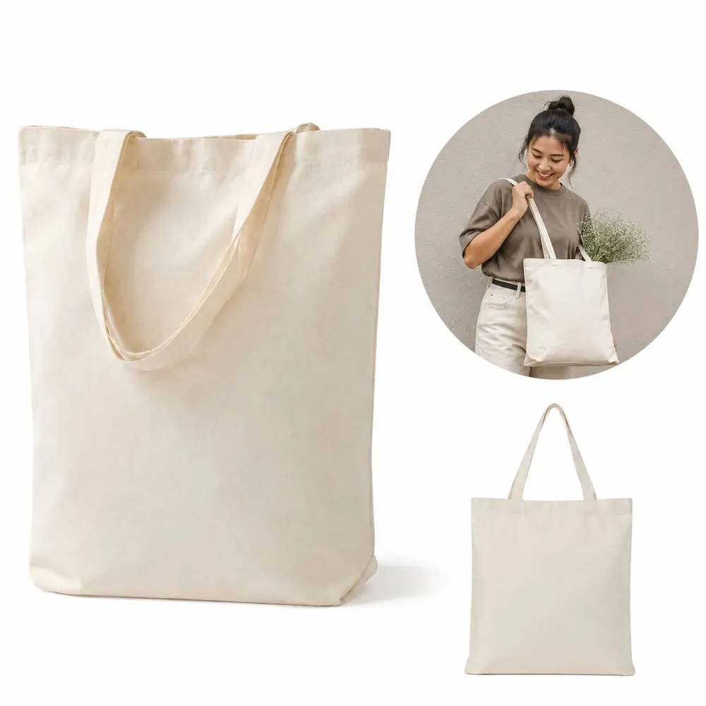 Large Canvas Tote Bag with Zipper Closure 2