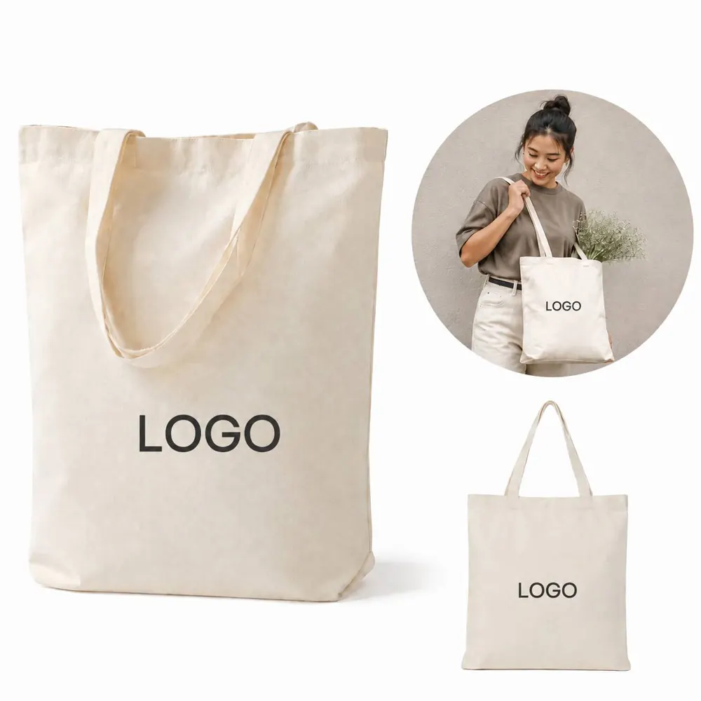 Large Canvas Tote Bag with Zipper Closure