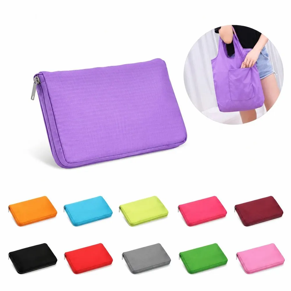 Foldable Polyester Reusable Shopping Bag with Compact Pouch 2
