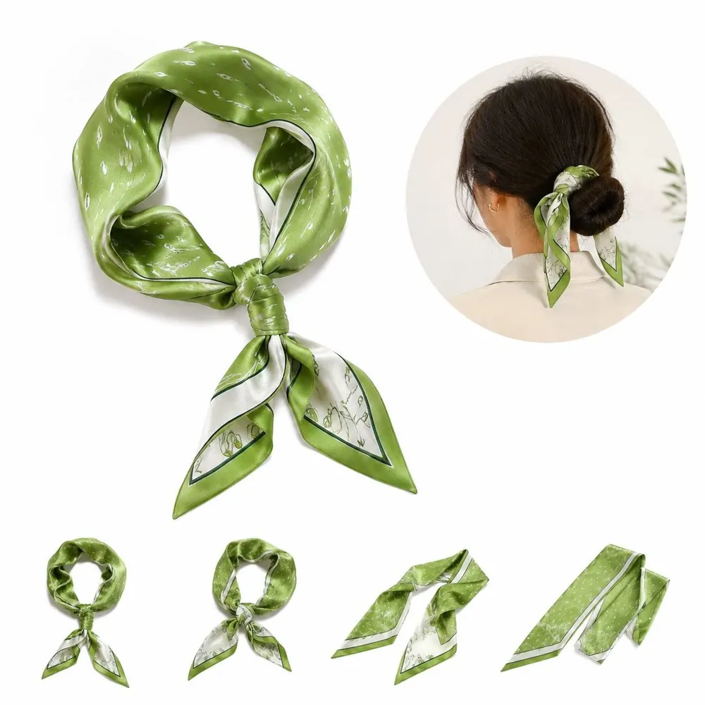 Satin Skinny Scarf for Women, Adjustable Hair Wrap & Neck 2