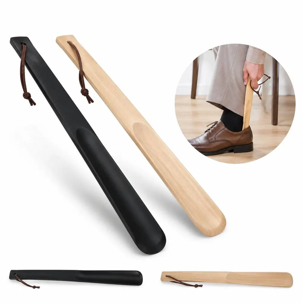 Solid Wood Long Handle Shoe Horn with Lanyard 2