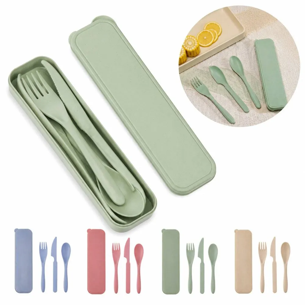 Eco Wheat Straw Cutlery Set 3-Piece Portable Reusable 2