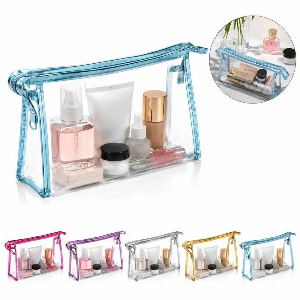 Clear PVC Cosmetic Bag with Durable Zipper for Travel 2