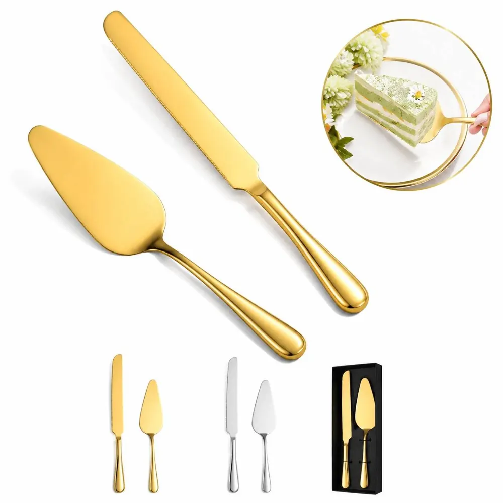 Stainless Steel Cake Cutter Set with Serrated Knife 2