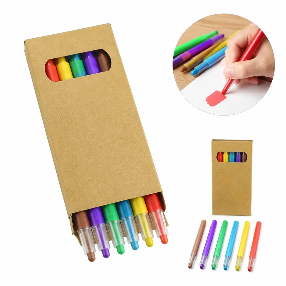 6 Pack Twist-Up Crayons, Break-Resistant No-Sharpen 2