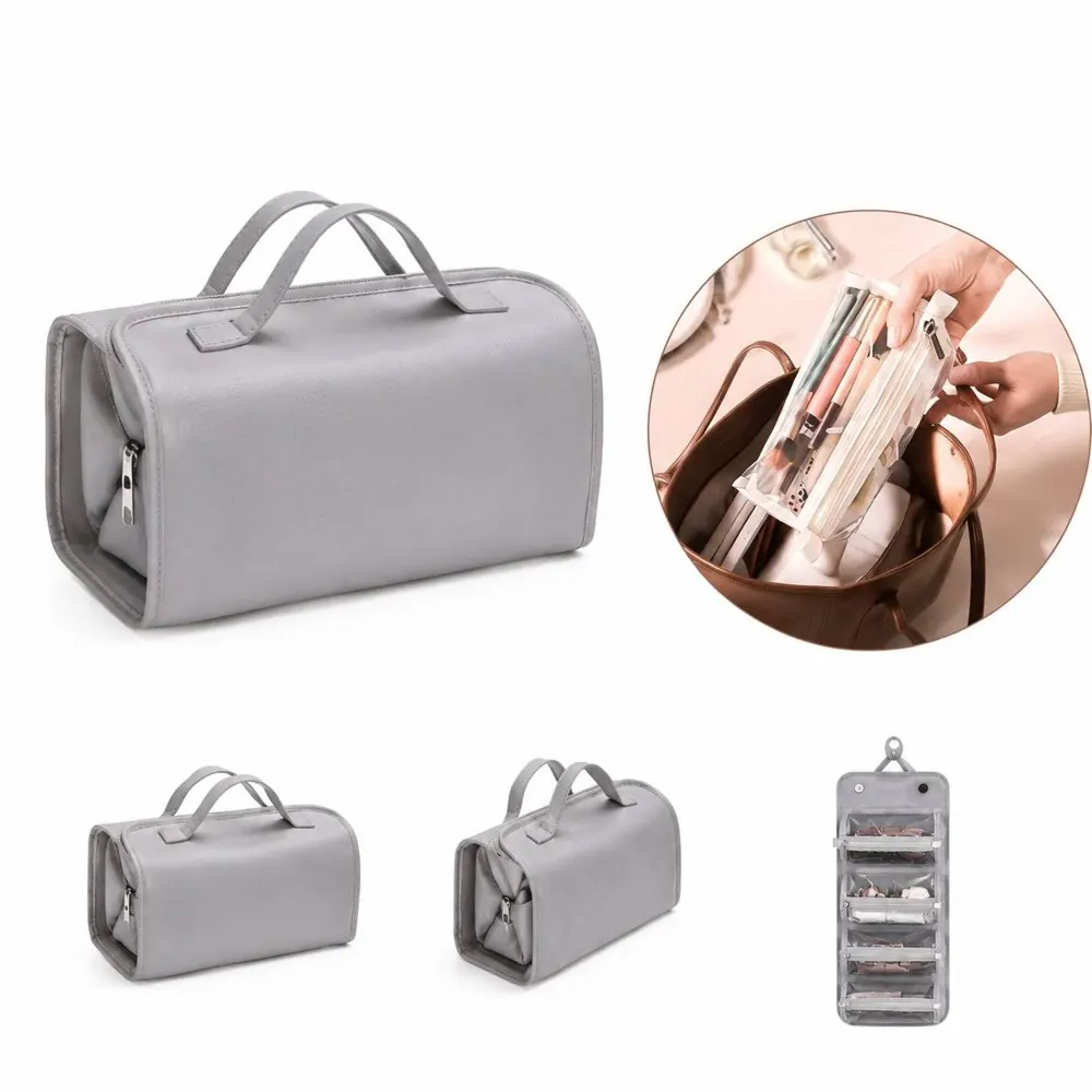 Detachable Hanging Toiletry Bag with Roll-Up Storage 2