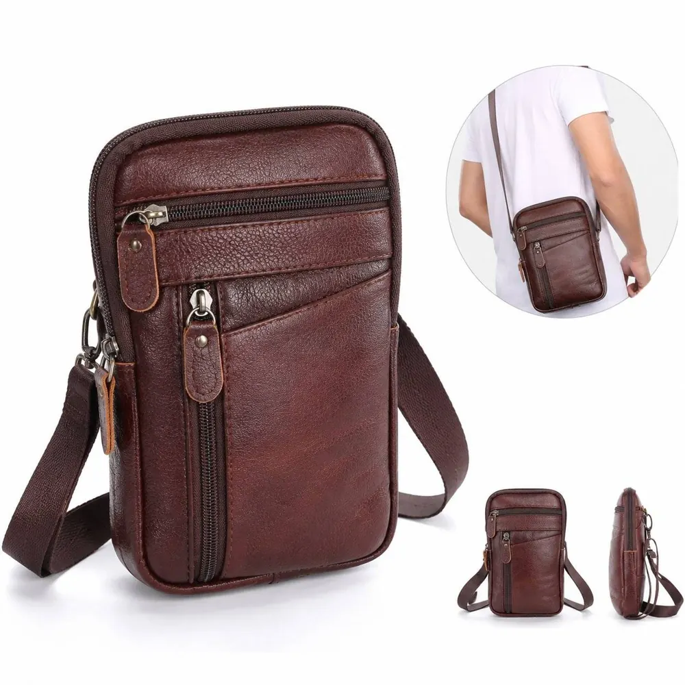 Genuine Leather Crossbody Phone Bag with Adjustable Strap 2