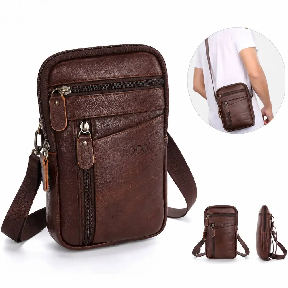 Genuine Leather Crossbody Phone Bag with Adjustable Strap