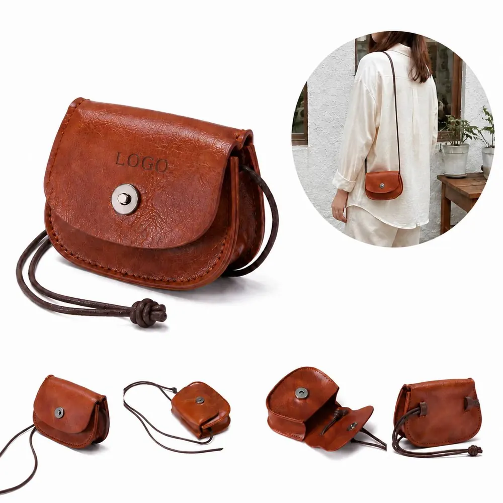 Adjustable PU Leather Crossbody Purse with Zippered Pocket