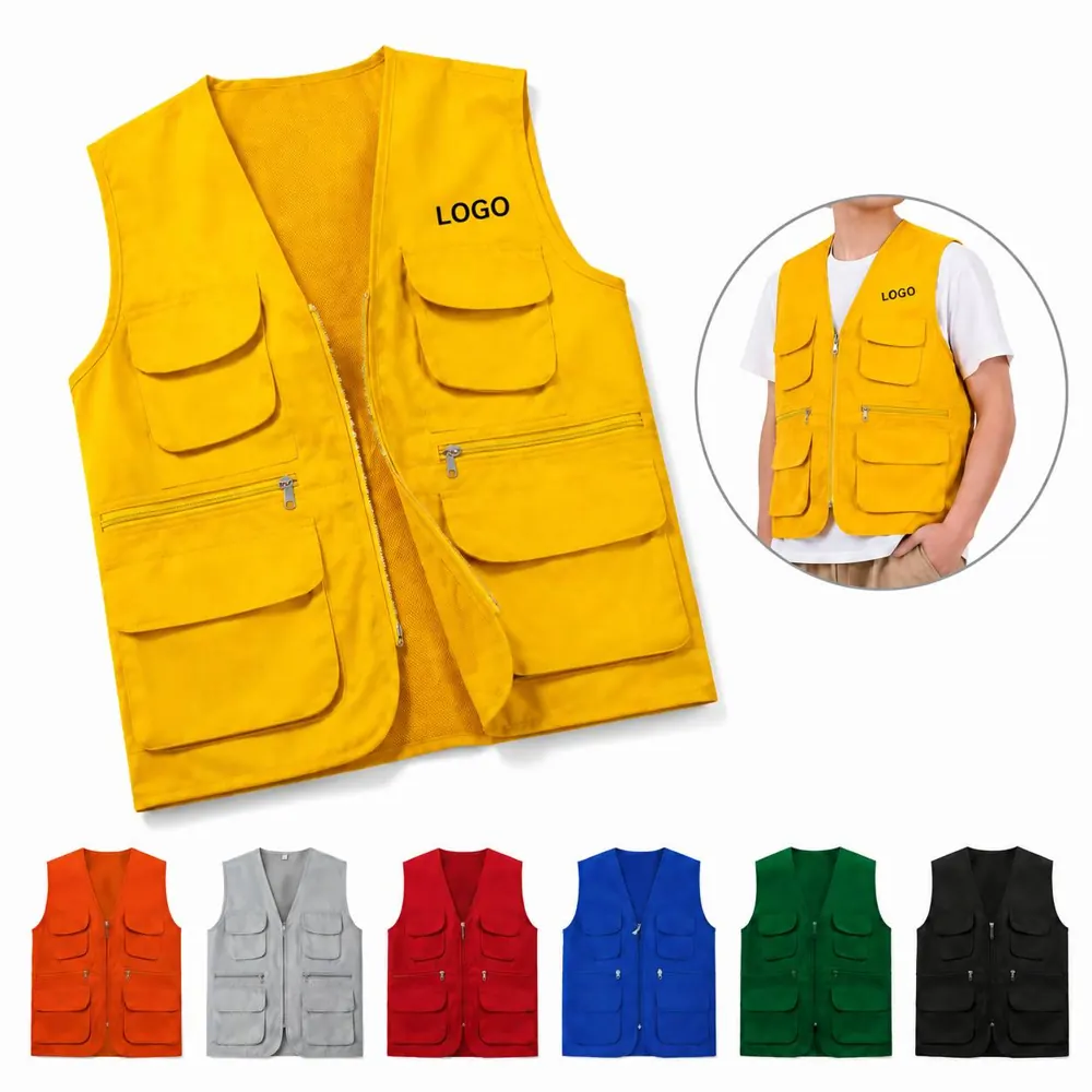 Multi-Pocket Polyester Volunteer Vest with Adjustable Fit