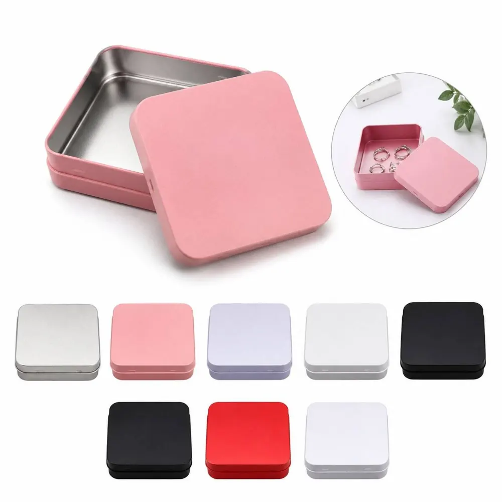 Sturdy Metal Square Tin Condom Carrying Case with Secure 2