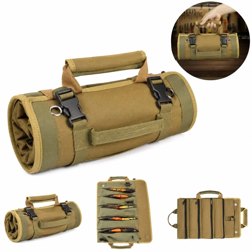 Durable Oxford Roll-Up Tool Bag Organizer with Multiple 2