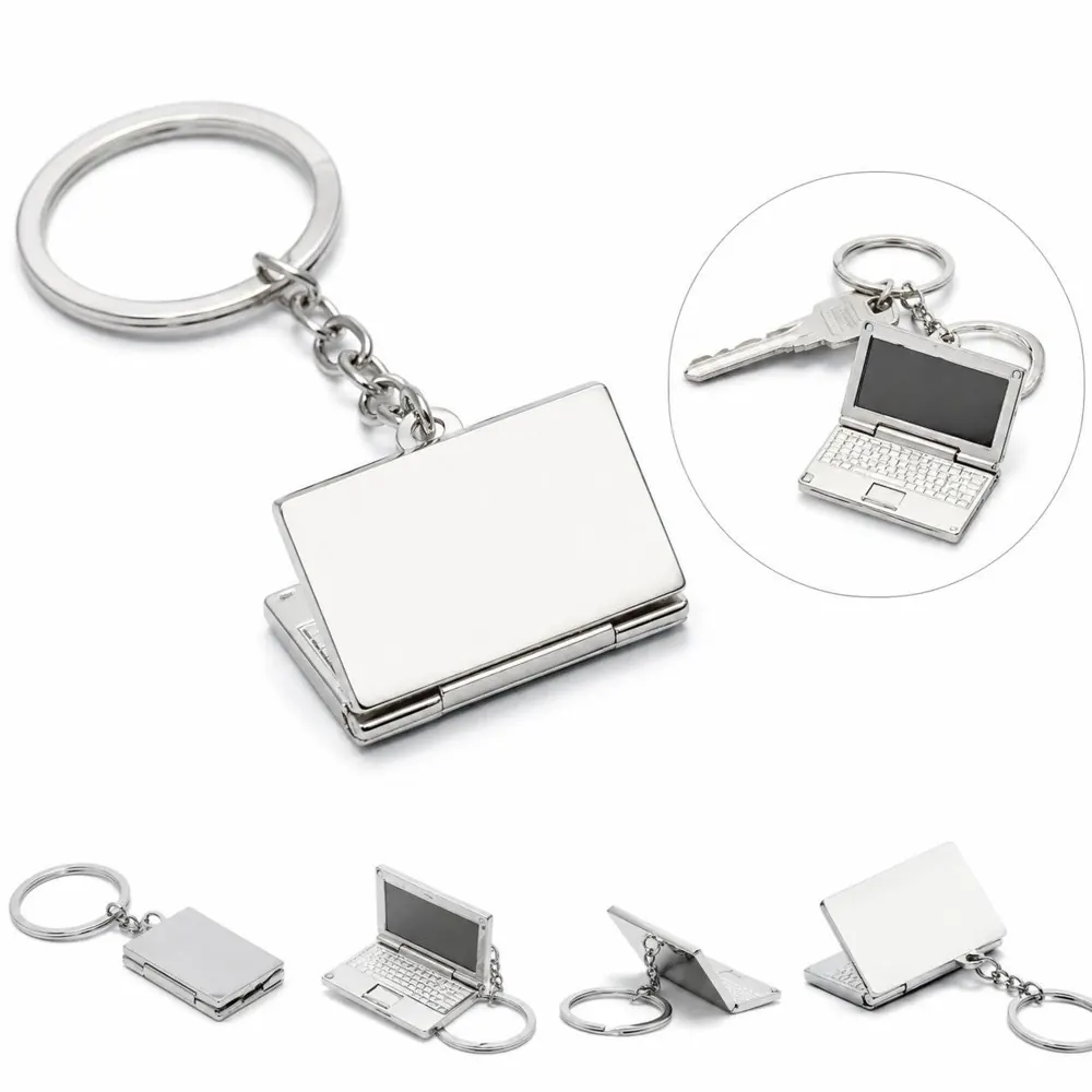 Mini Laptop Keychain Alloy Key Ring with Opening Lid 2