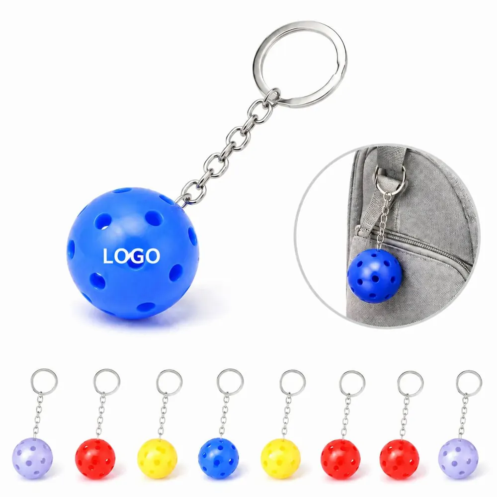 6-Color Pickleball Keychain Set Miniature Replica for Keys