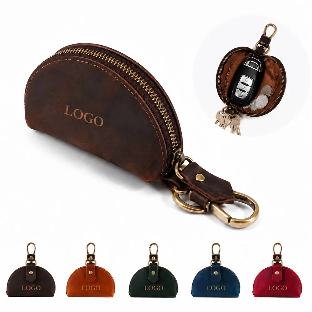 PU Zipper Car Key Bag with Keychain Holder