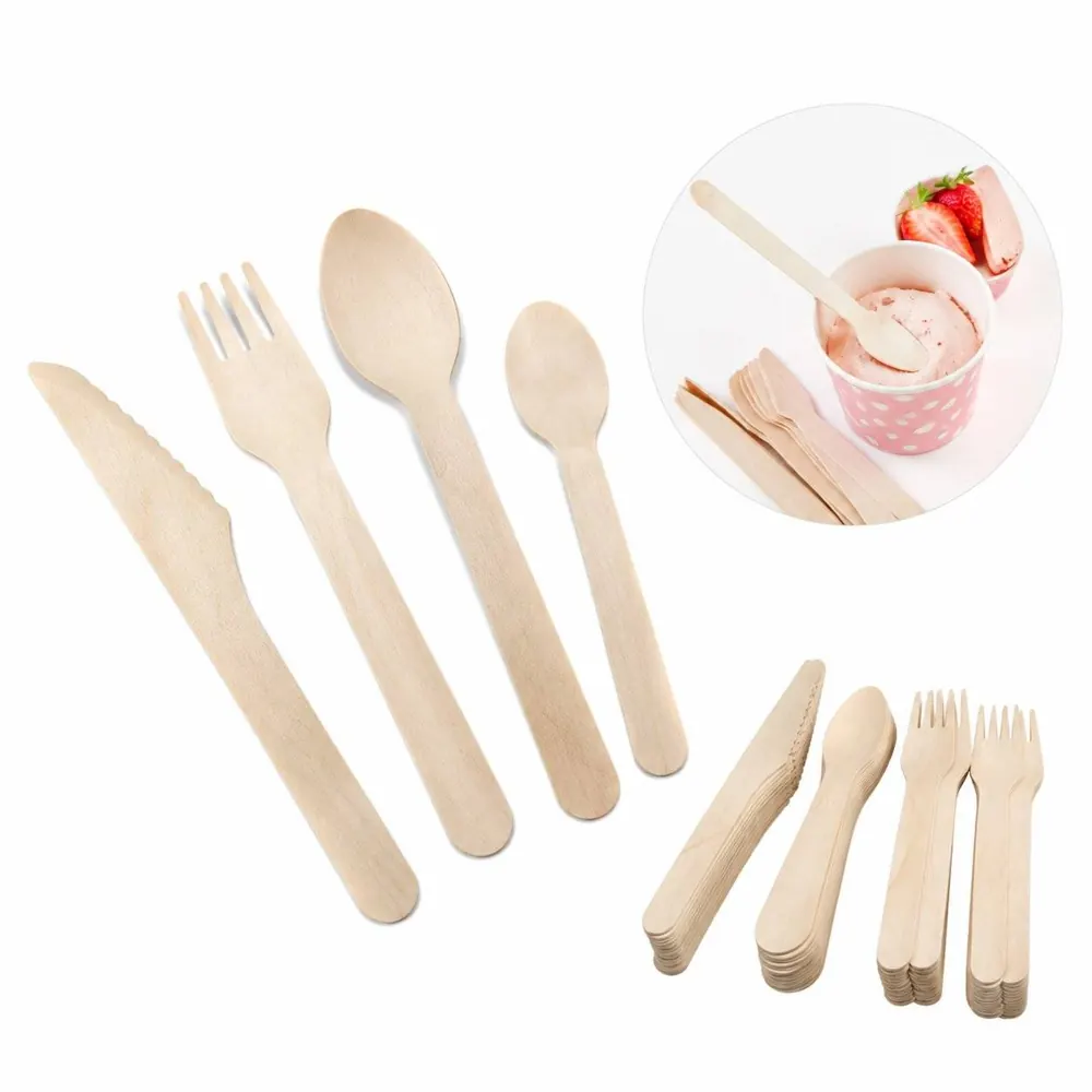 Eco-Friendly Birch Wood Cutlery Set, Disposable Forks 2