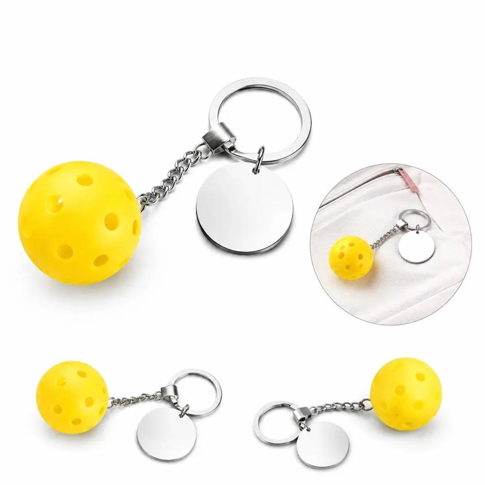 6-Color Pickleball Keychain Set with Miniature Ball 2