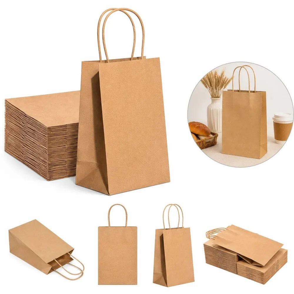 Eco Kraft Paper Gift Bag with Sturdy Handles for Retail 2