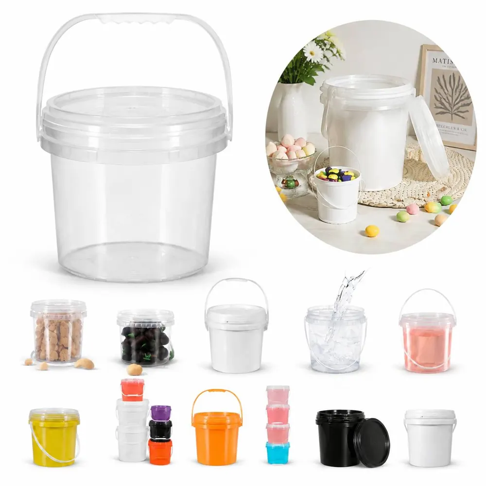 1L Food-Grade Plastic Bucket with Lid for Storage 2