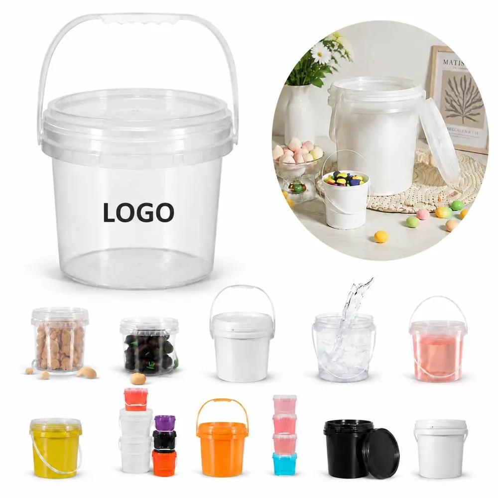 1L Food-Grade Plastic Bucket with Lid for Storage