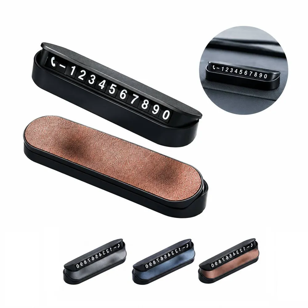 Car Luminous Leather Parking Number Plate 2