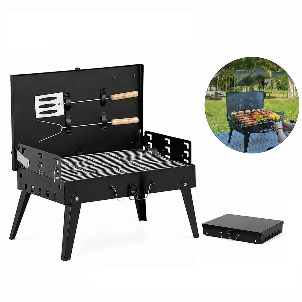 Compact Foldable Charcoal Grill for Outdoor Cooking 2