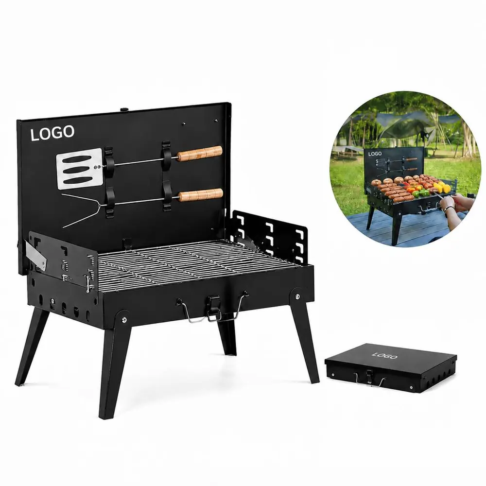 Compact Foldable Charcoal Grill for Outdoor Cooking