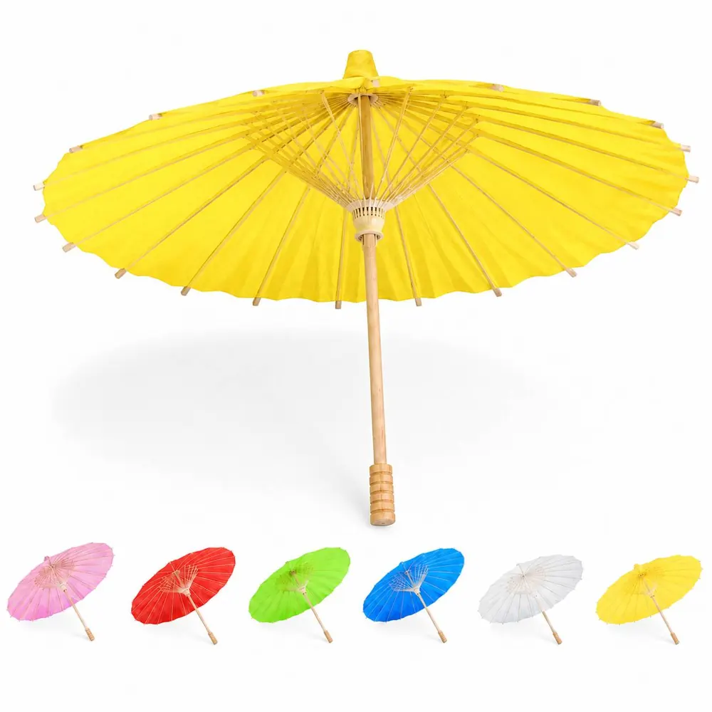 Paintable Canvas DIY Umbrella with Wooden Handle for Art 2