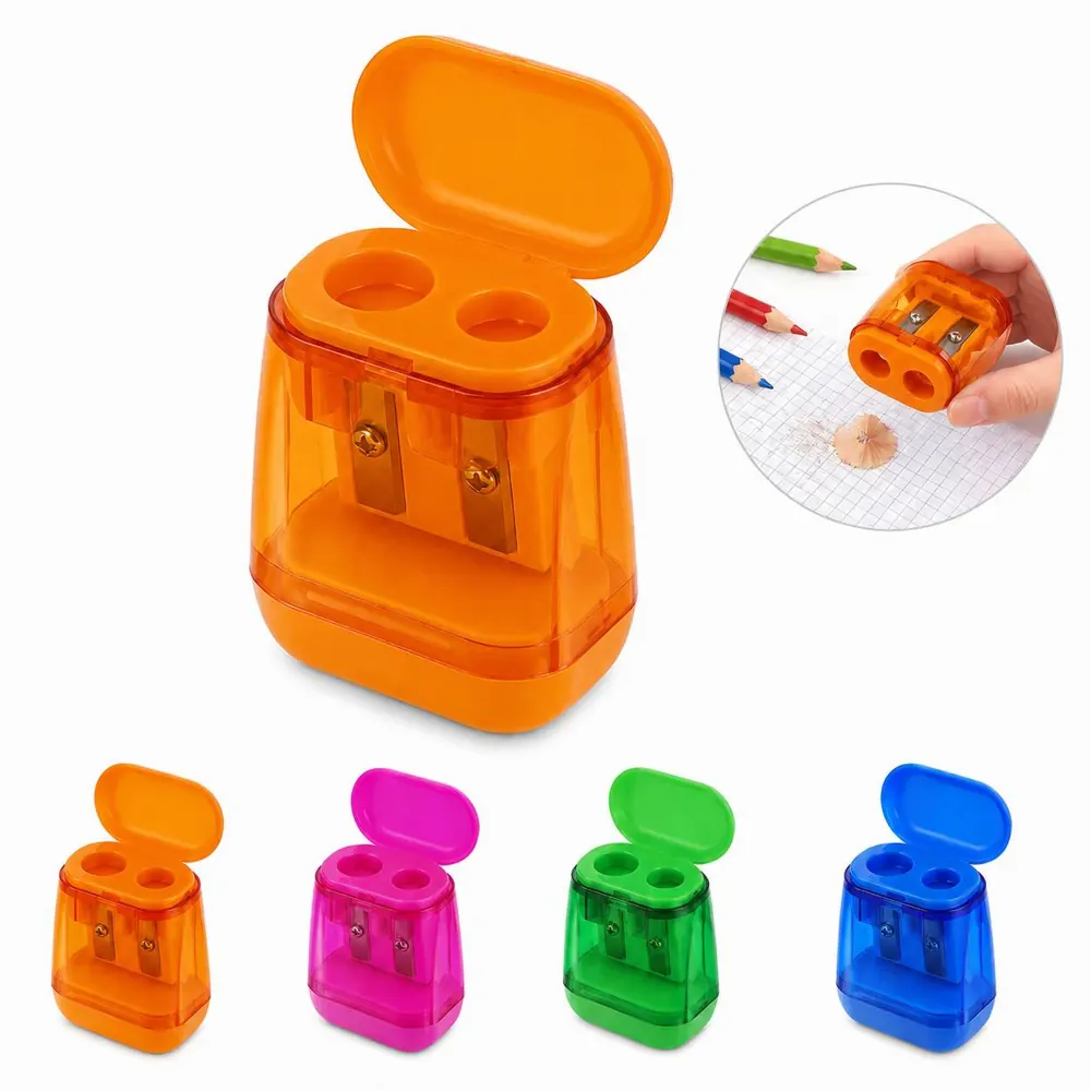 Compact Dual-Hole Pencil Sharpener with Durable Blade 2