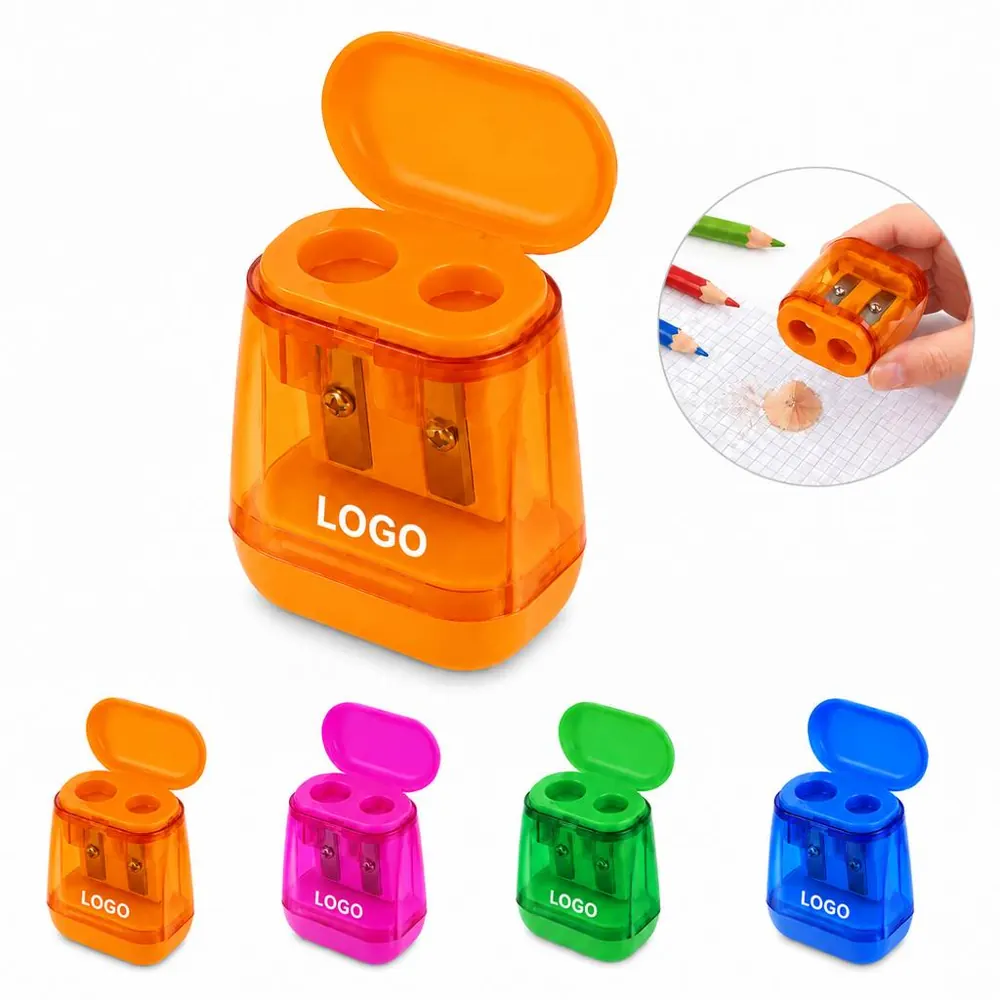 Compact Dual-Hole Pencil Sharpener with Durable Blade
