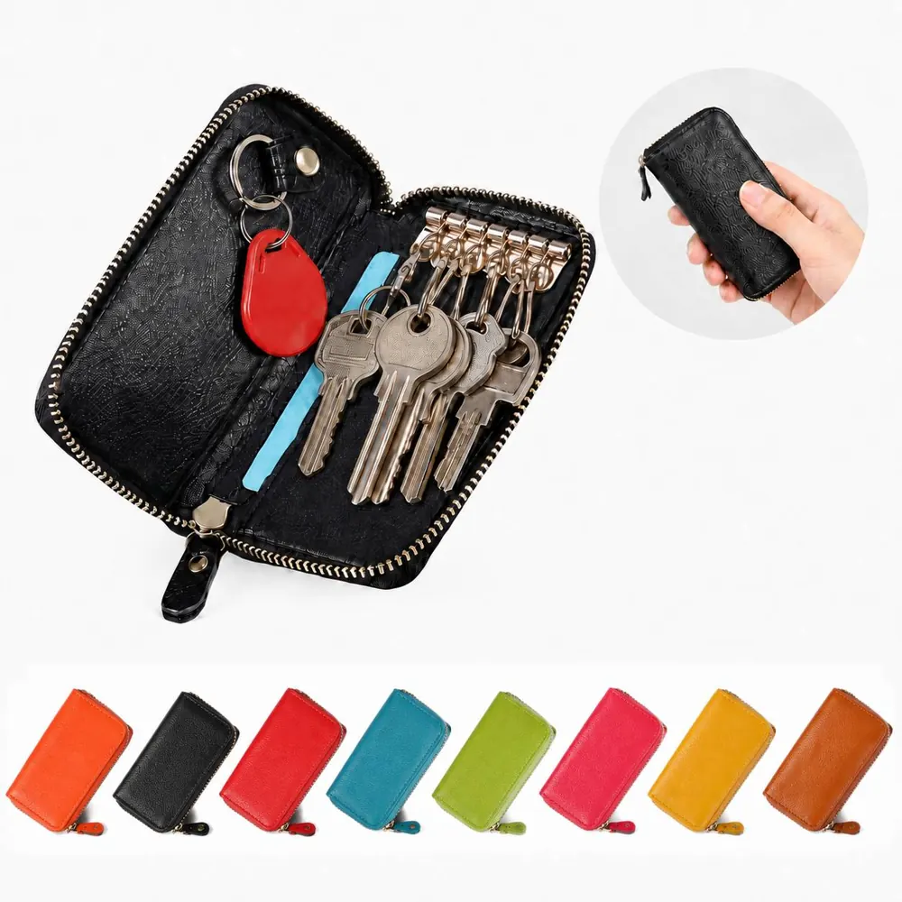 Car Key Case in Faux Leather with Snap Closure 2