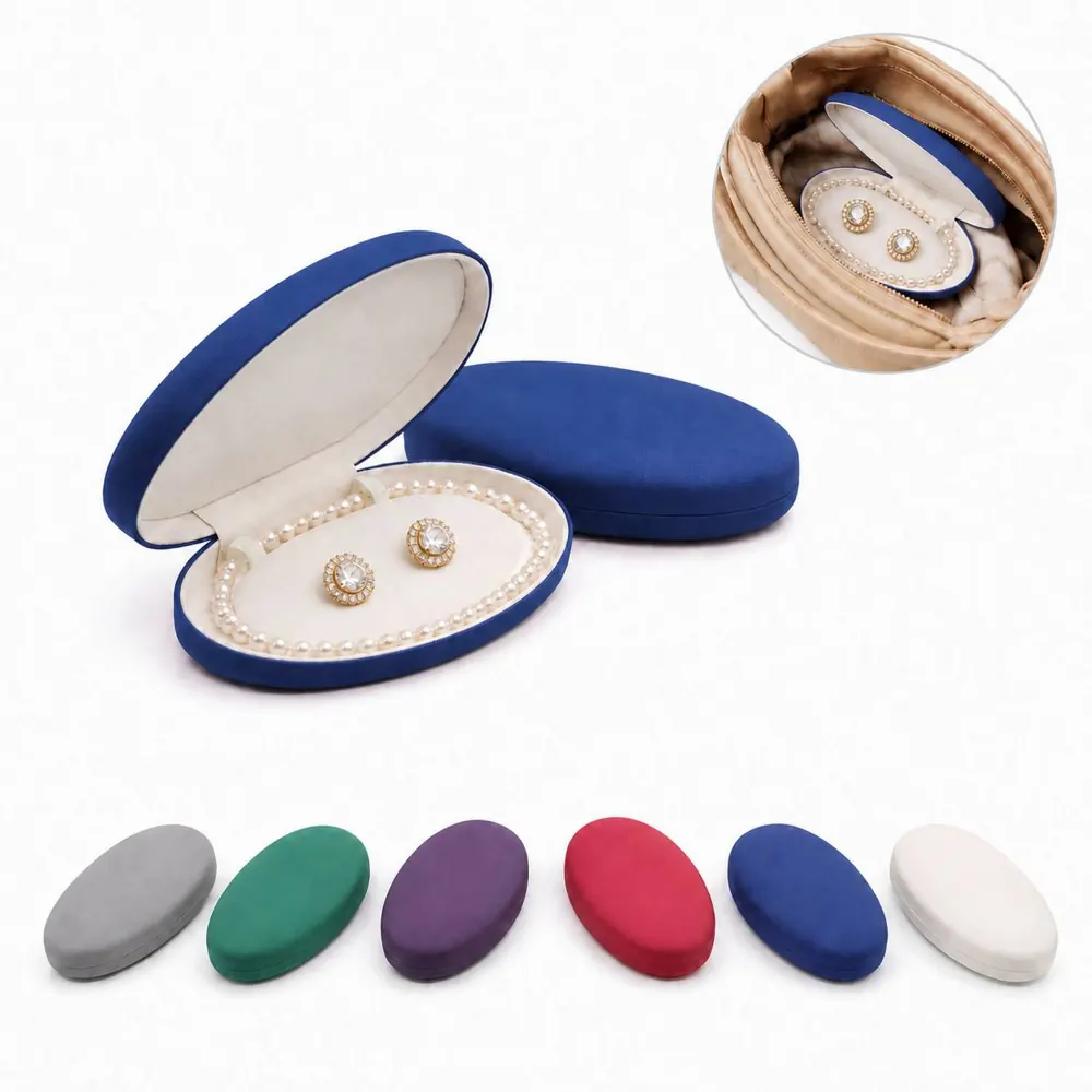 Oval Pearl Necklace Storage Case with Soft Lining 2