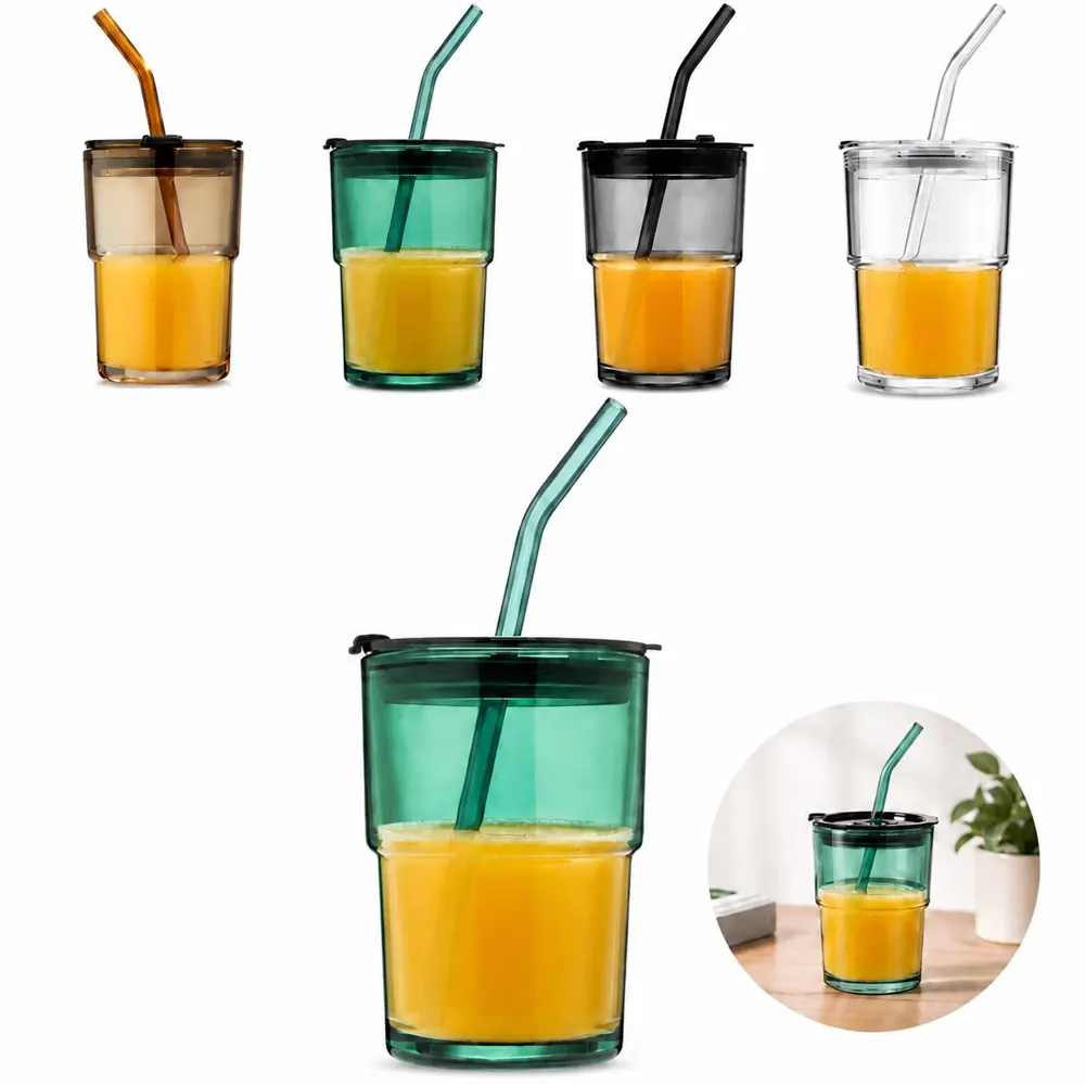 Clear Wide Mouth Double Wall Glass Tumbler for Cold Drinks 2