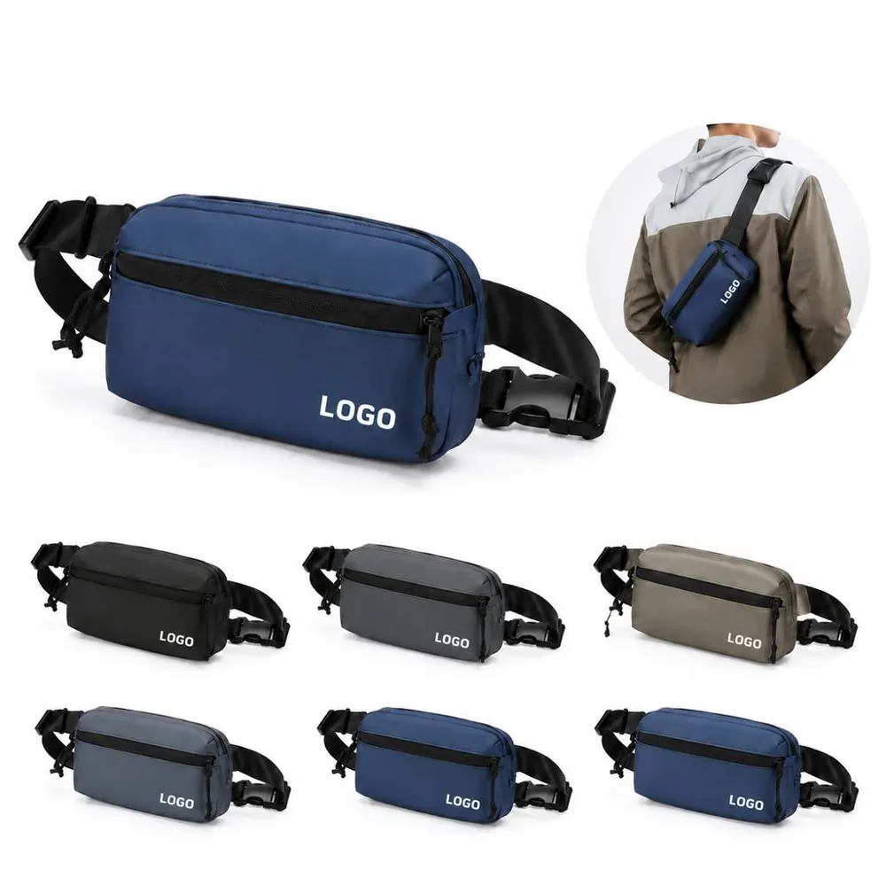 Water-Resistant Crossbody Waist Pack with Zippered Pockets