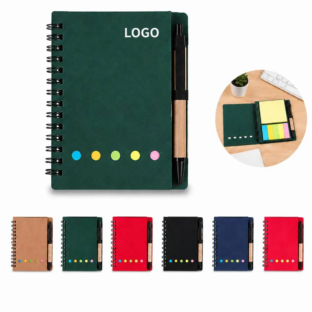 Colorful Sticky Notes Set with Pen Compact Business Notebook