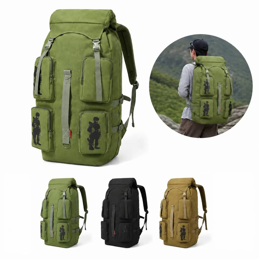 Roll-Top Canvas Daypack for Hiking and Camping 2