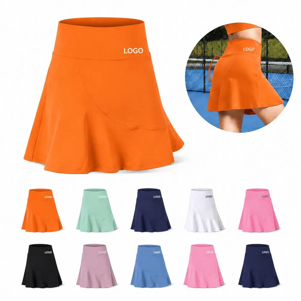 High Waist Tennis Skirt with Inner Short and Pockets
