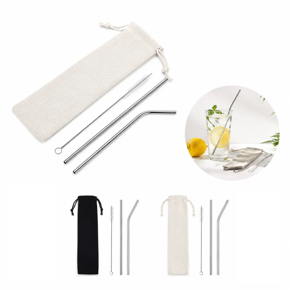 Reusable Food-Grade Steel Drinking Straws with Cleaning 2