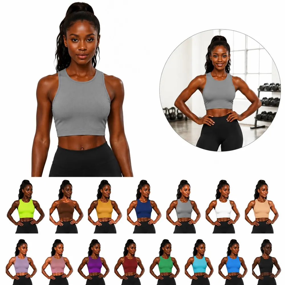 Women's Ribbed Longline Sports Bra for Yoga and Pilates 2